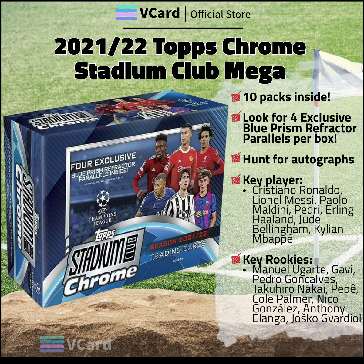 202122 Topps Chrome Stadium Club Soccer Mega Bo sq 2021/22 Topps Chrome Stadium Club Soccer Mega Box - Image 1