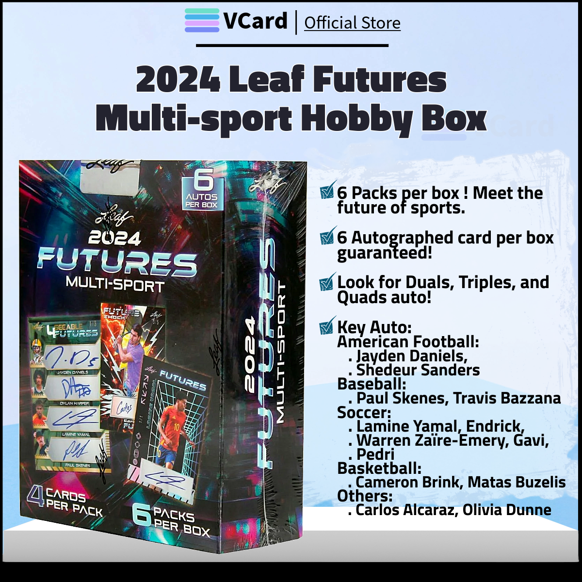 2024 Leaf Futures Multi Sport Hobby Box sq 2024 Leaf Futures Multi Sport Hobby Box - Image 1