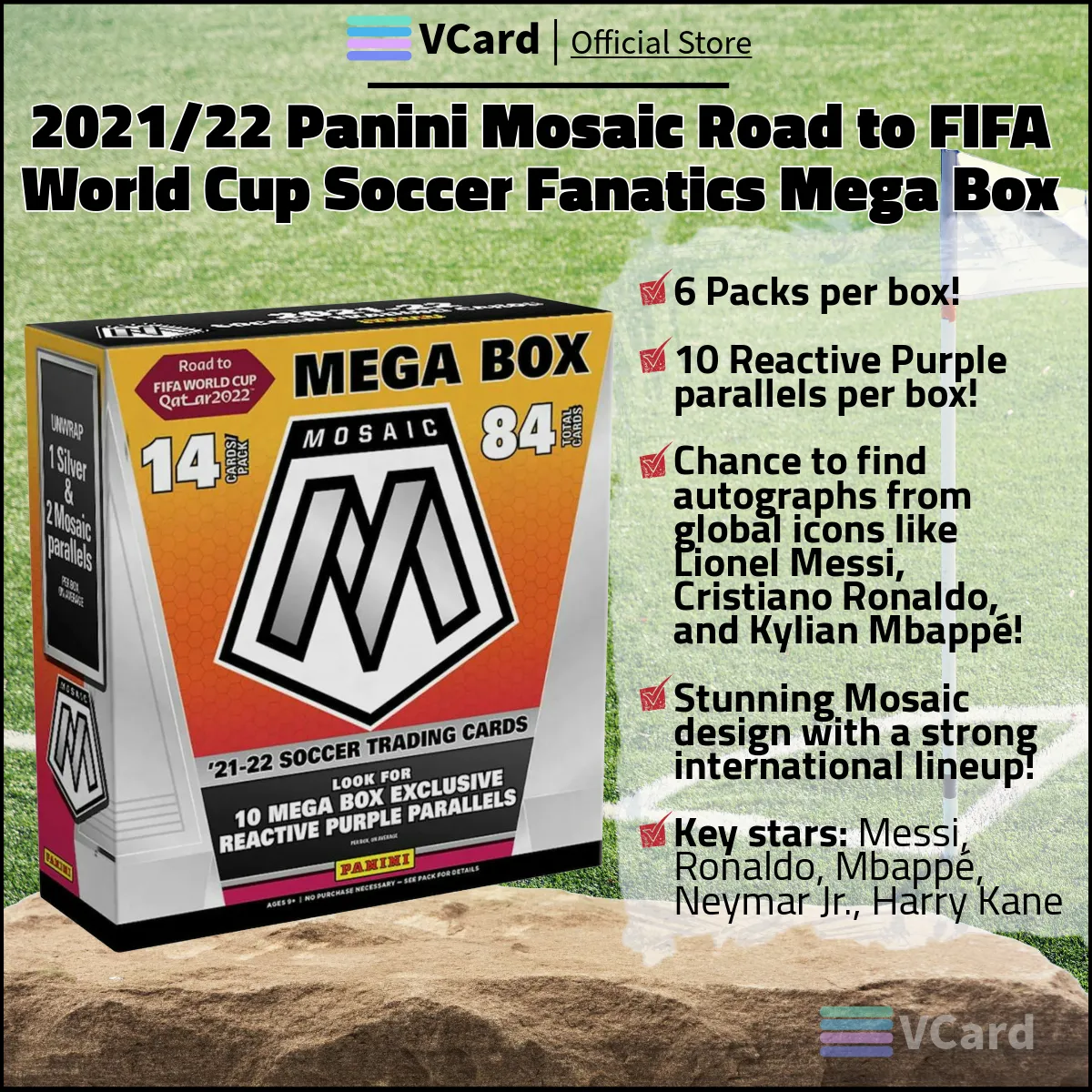 202122 Panini 1 Mosaic Road to FIFA World Cup S sq 2021/22 Panini Mosaic World Cup Soccer Mega Box (Fanatics) - Image 1
