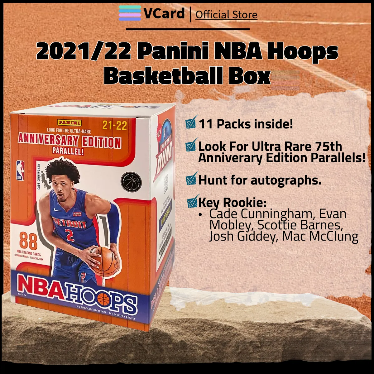 202122 Panini Hoops Basketball Box sq 2021/22 Panini Hoops Basketball Box - Image 1
