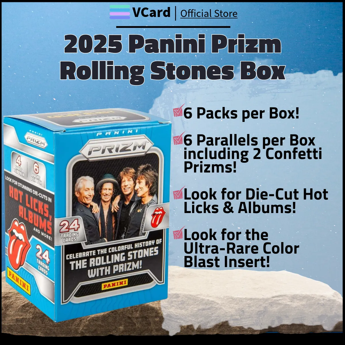 2025 Panini Prizm Rolling Stones Box sq 2025 Panini Prizm Rolling Stones Box - Image 1