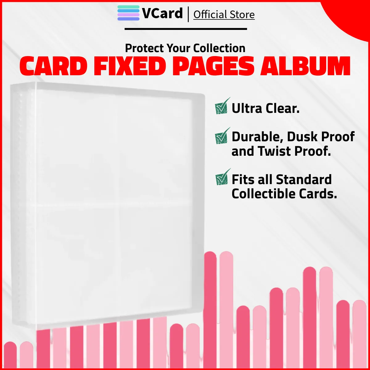 Fixed Album 4 Pocket Clear 96 cards sq Fixed Album: 4 Pocket Clear 96 cards - Image 1